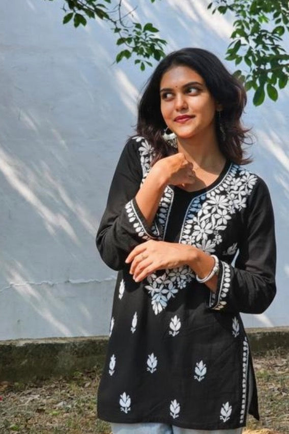 Chikankari Cute Short Kurti