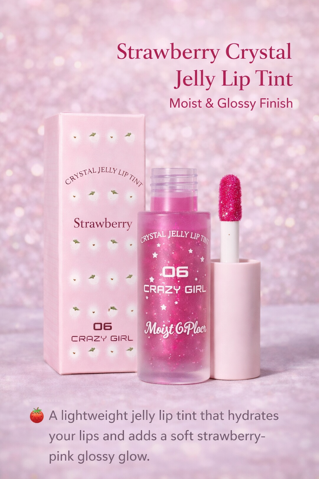Strawberry Crystal Jelly Lip Tint – Moist & Glossy Finish
