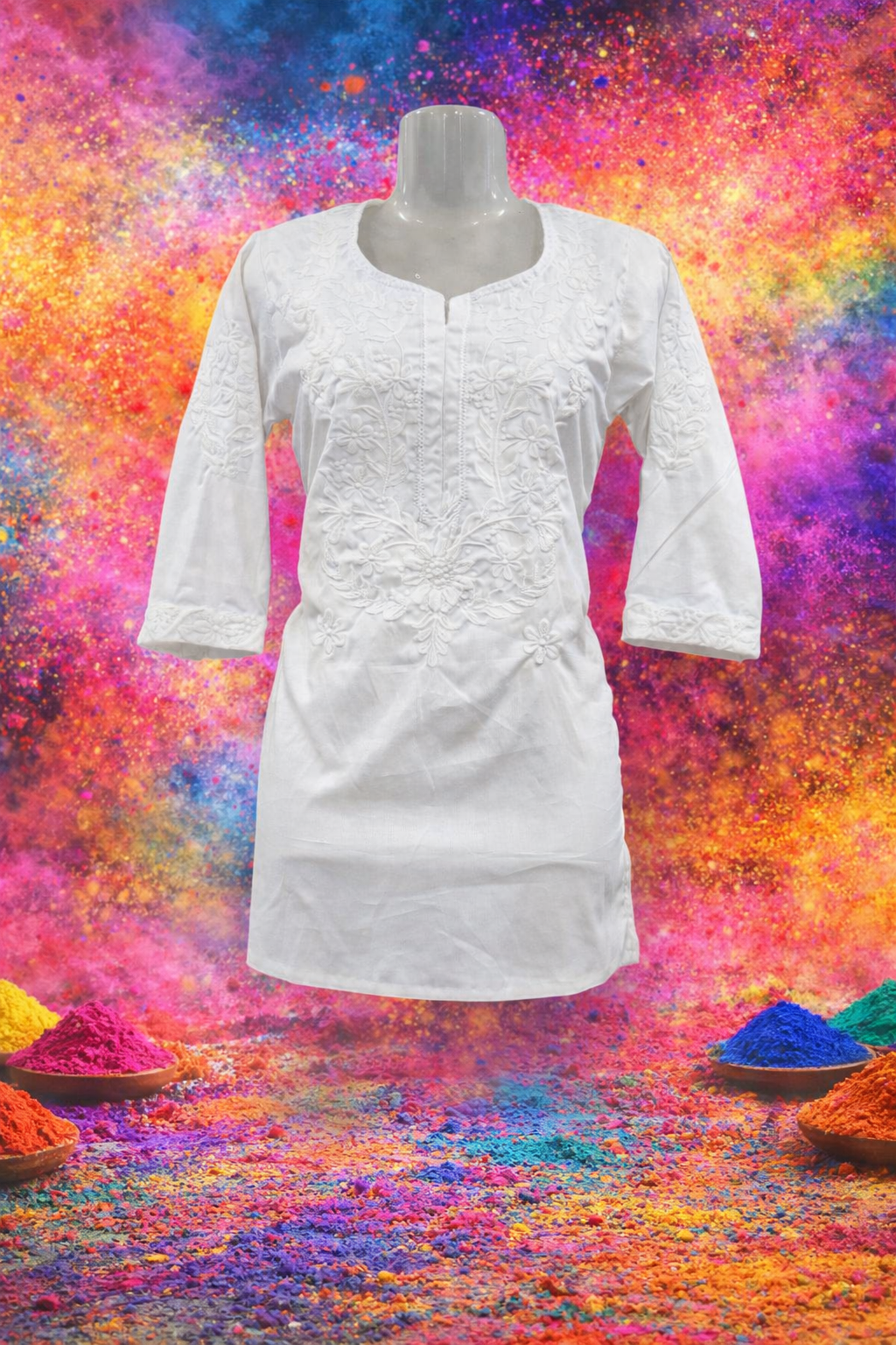 Short Chikankari Kurti - Holi Special
