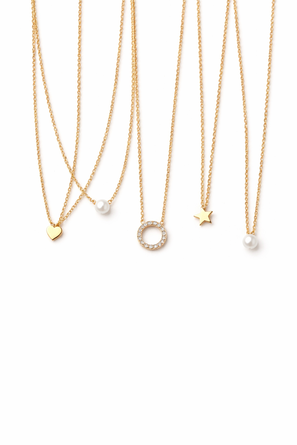 Golden Charm 5-Piece Necklace Combo