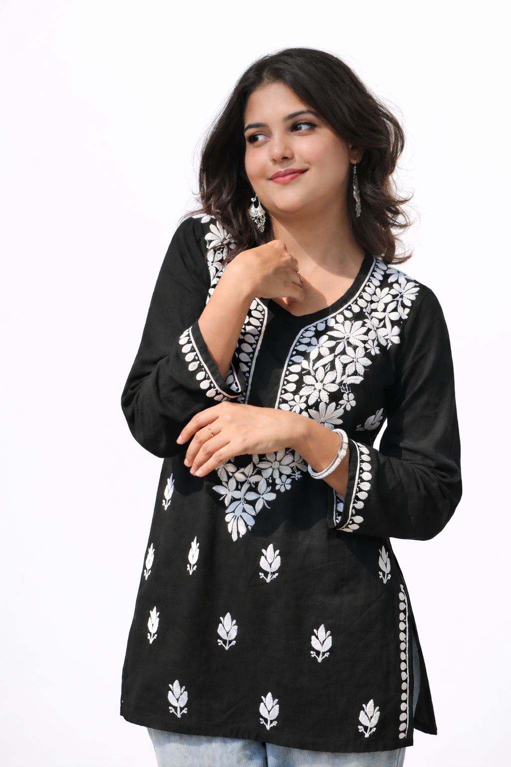 Chikankari Cute Short Kurti