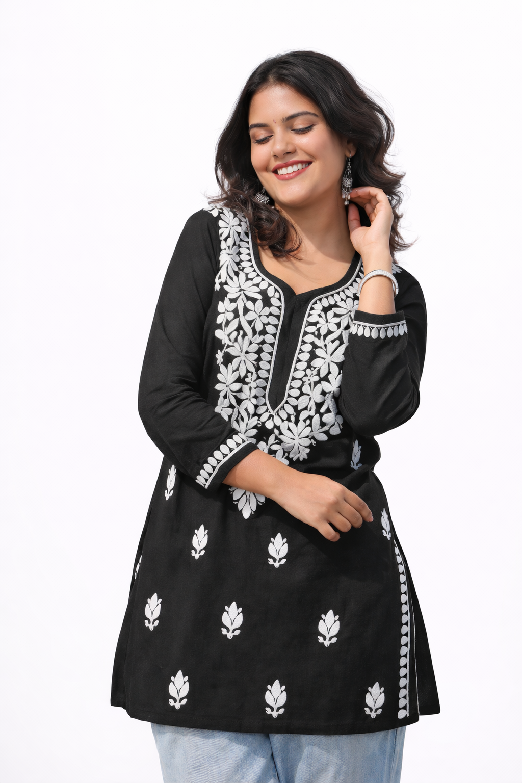 Chikankari Cute Short Kurti