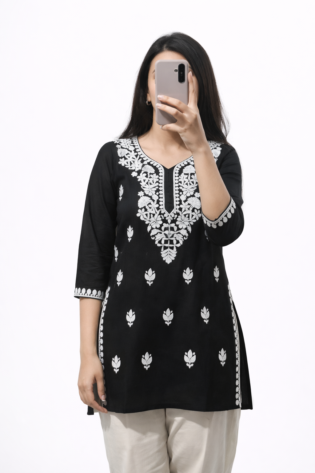 Chikankari Cute Short Kurti