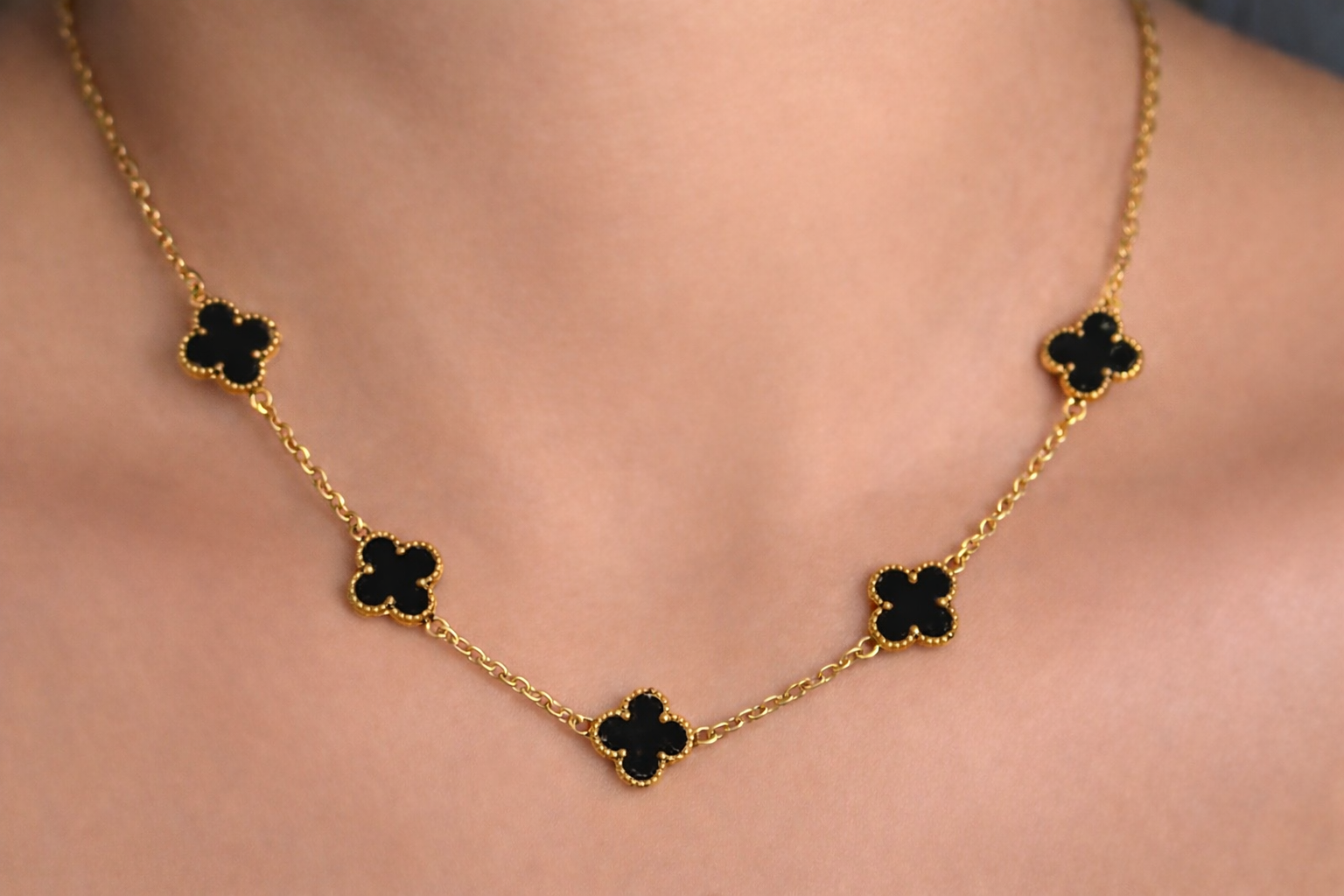 Midnight Clover Gold Necklace