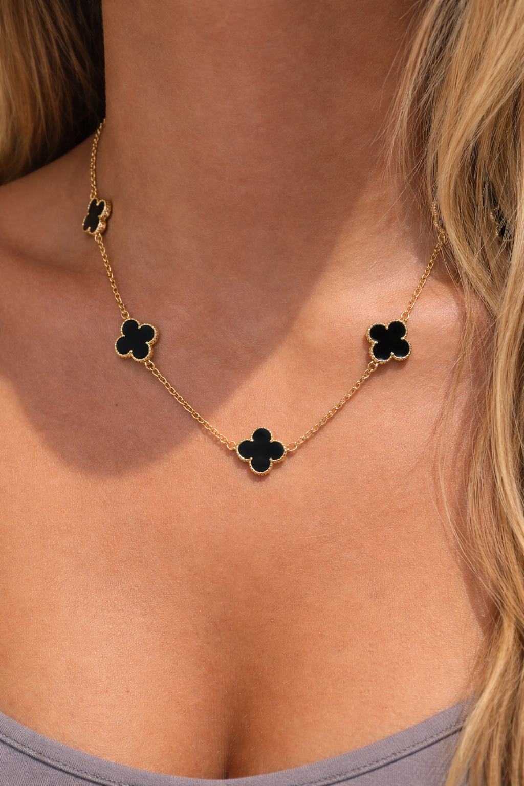 Midnight Clover Gold Necklace