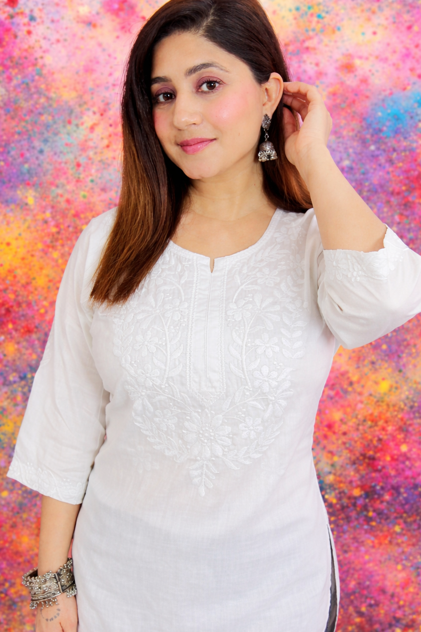 Short Chikankari Kurti - Holi Special